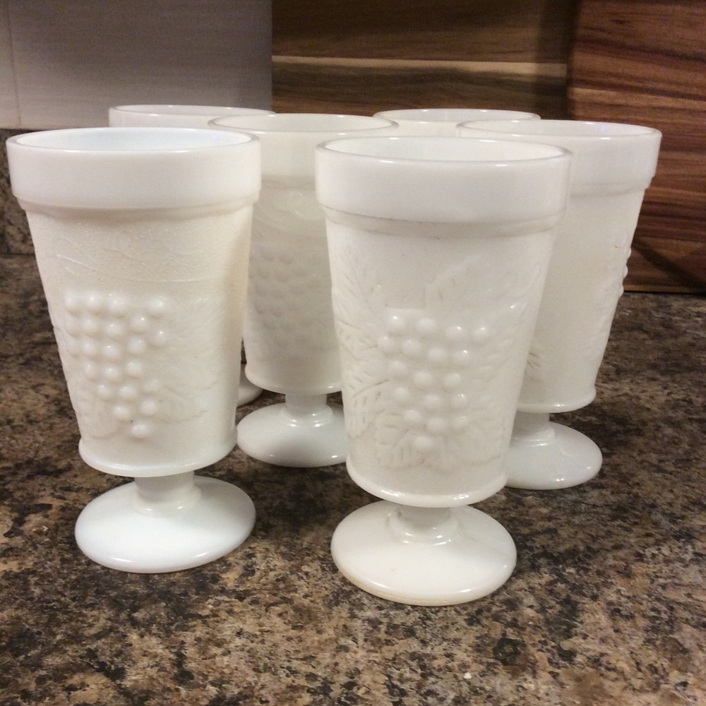 Milk glass footed glasses set of 6